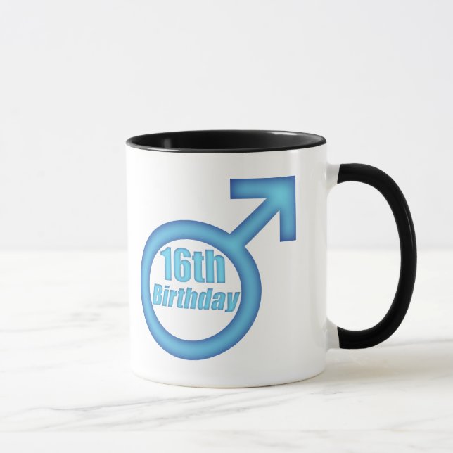 Mug 16èmes cadeaux d'anniversaire de garçons (Droite)