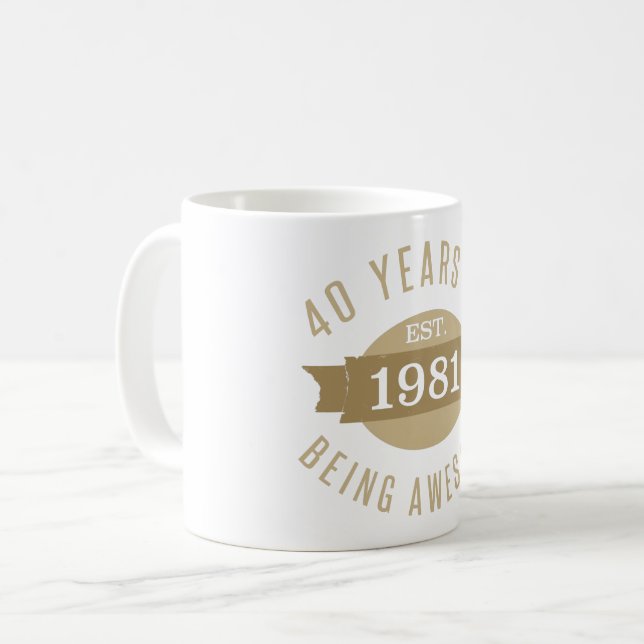 Mug 1981 Amusant 40e anniversaire Awesome (Devant gauche)