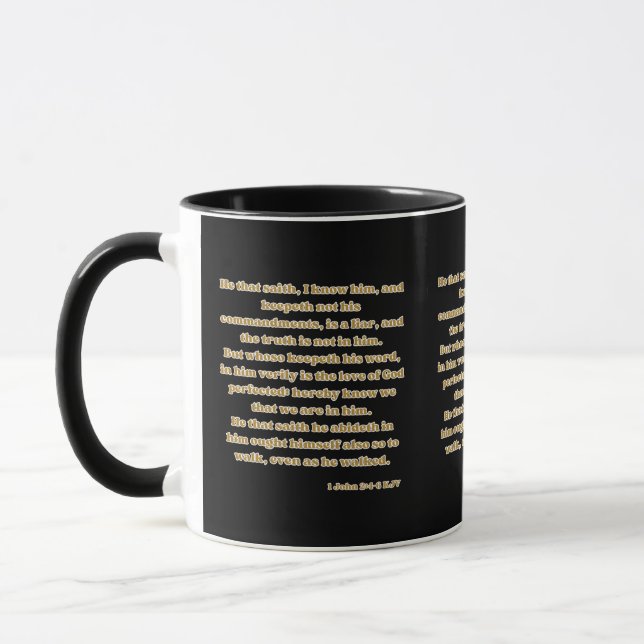 Mug 1 Jean 2:4-6 KJV Écriture biblique Deux Tons (Gauche)