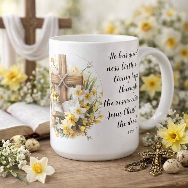 Mug 1 Peter 1:3 Living Hope Scripture Art  (Créateur téléchargé)