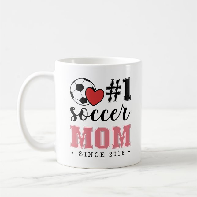 Mug #1 Soccer Mom Pink Font Red Heart (Gauche)