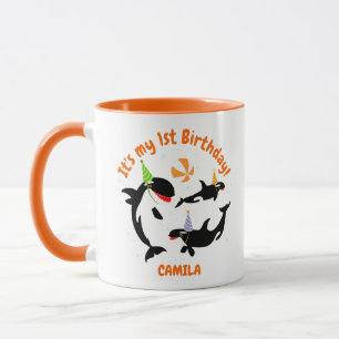 Mug 1er anniversaire sous la mer orca baleine fille