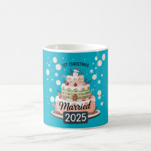 Mug 1er Noël de Mariage 2025 Gâteau de Fêtes de Fin