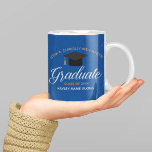 Mug 2023 Graduation Blue Gold Custom High School Nom
