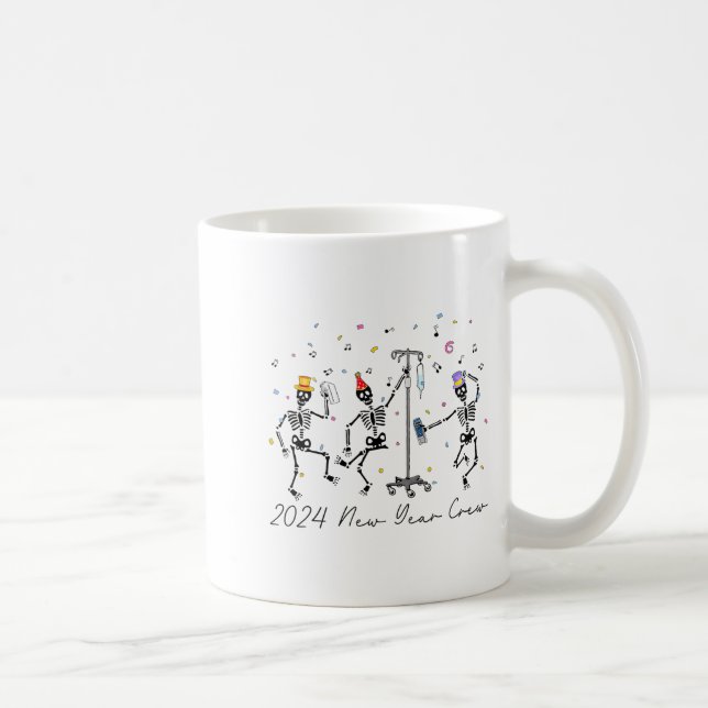 Mug 2024 New Year Crew Skeleton Dancing Funny Nurse Ic (Droite)