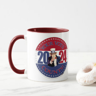 Mug 2024 Rouge et Bleu Votre Vote Compte Oncle Sam