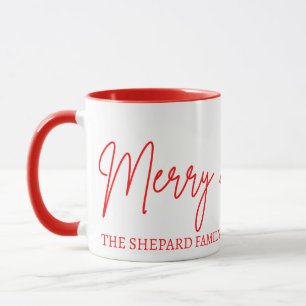 Mug 2025 Moderne Noël Rouge Rose Joyeux et Lumineux