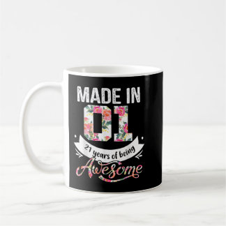 Mug 21 ans 21e anniversaire Né en 2001 Femme Fille