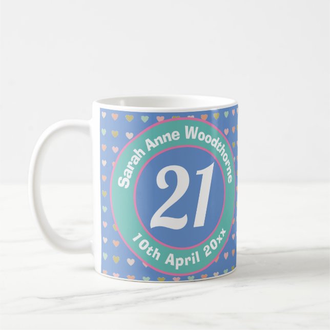 Mug 21 Ans. Anniversaire 21 ans (Gauche)