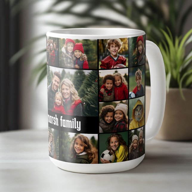 Mug 21 Grille de collage photo avec zone de texte - no (Custom Photo Mug)