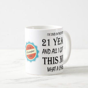Mug 21e anniversaire Joueur d'amusement personnalisé 
