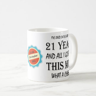 Mug 21e anniversaire Joueur d'amusement personnalisé d