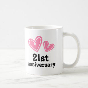 Mug 21ème Coeurs de cadeau d'anniversaire
