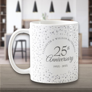 Mug 25e anniversaire du Mariage Coeurs d'argent
