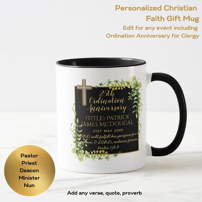 Mug 25e Ordination Anniversaire Prêtre Cadeau Customis (Créateur téléchargé)