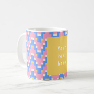 Mug 26036B Géométrique Vague Zigzag Rose Bleu Jaune