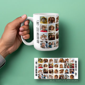 Mug 28 Grille de collage photo - Texte de script - noi