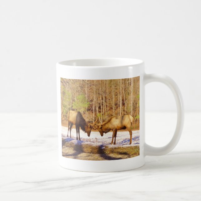 Mug 2~ deux Bull Elk dans la neige (Droite)