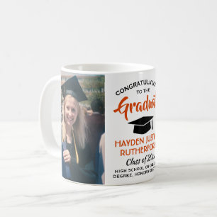 Mug 2 Diplôme Photo Moderne Orange Noir et Blanc