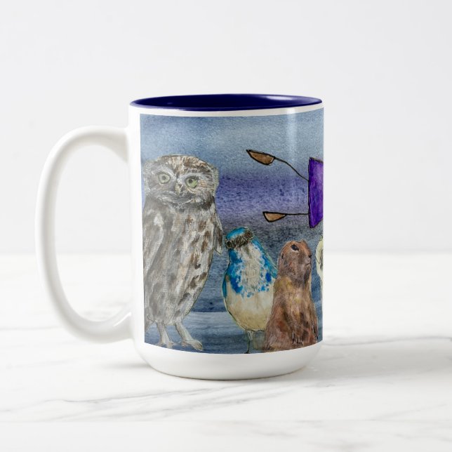 Mug#2 Joanna Flying over Animals Zweifarbige Tasse (Links)