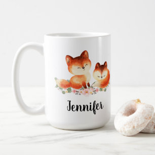 Mug 2 mignons Petits Renards Rouges Aquarelle Design