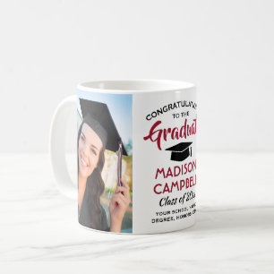 Mug 2 Photo Félicitations Diplômé Rouge et Blanc