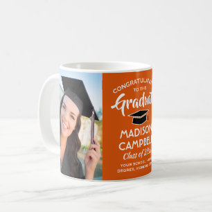 Mug 2 Photo Félicitations pour le Diplômé Orange Noir