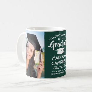 Mug 2 Photo Félicitations pour le Diplôme Vert foncé e