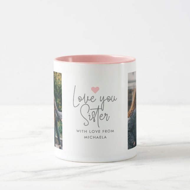 Mug 2-Photo moderne "Love You Sister" (Centre)