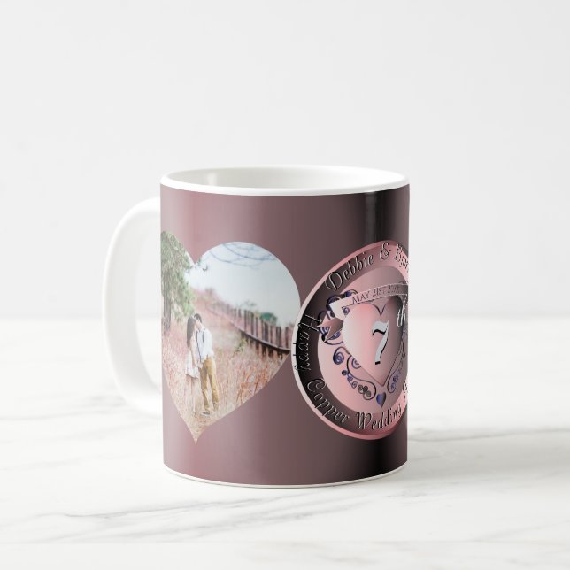 Mug 2 Photos 7e anniversaire du Mariage de cuivre (Devant gauche)