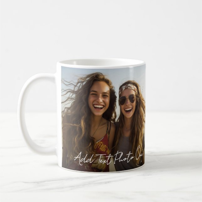 Mug 2 Photos et superposition de texte de script minim (Gauche)