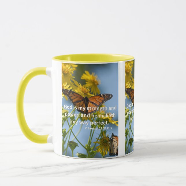 Mug 2 Samuel 22:33 KJV Bible Écriture Pic Deux Tons (Gauche)