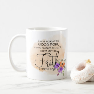 Mug 2 Timothée 4:7 - J'ai gardé la foi Peach