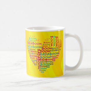 Mug 2x Badaboom du coeur ondes jaunes