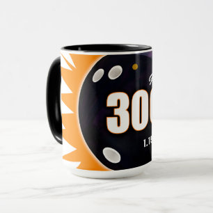 Mug 300 Game Orange & Black, avec date bowled,