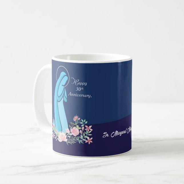 Mug 30e anniversaire de la vie religieuse Nun Fleur ro (Devant gauche)