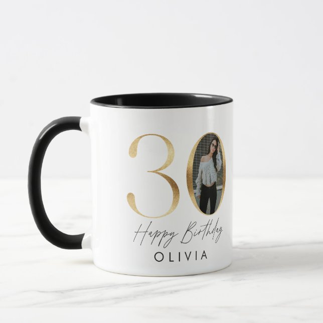 Mug 30e anniversaire Modern Gold photo élégant élégant (Gauche)