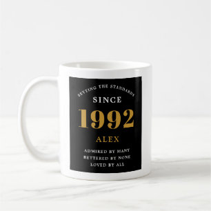 Mug 30e anniversaire Nom 1992 Black Gold Elegant Chic