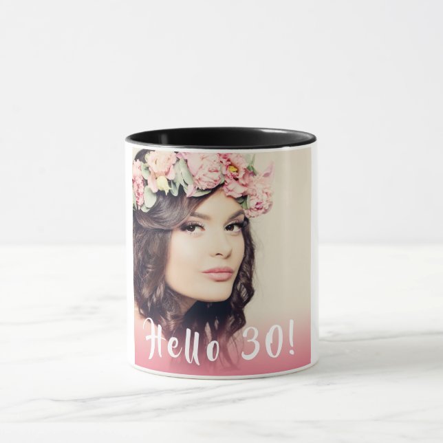 Mug 30e anniversaire photo bonjour 30 femme (Centre)