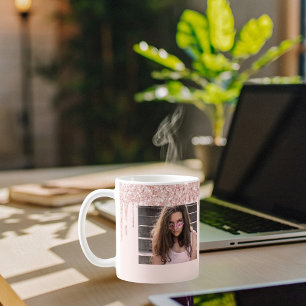 Mug 30e anniversaire rose or photo parties scintillant