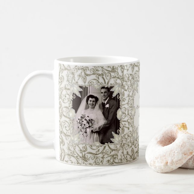 Mug 30ème photo d'anniversaire de mariage de perle (Avec donut)