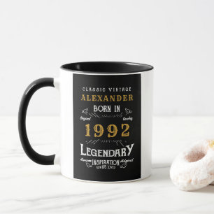 Mug 30th Birthday 1992 Ajouter le nom Vintage Black Go