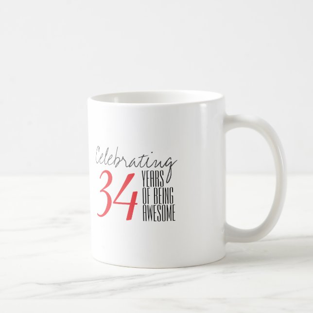 Mug 34 ans d'être génial (Droite)