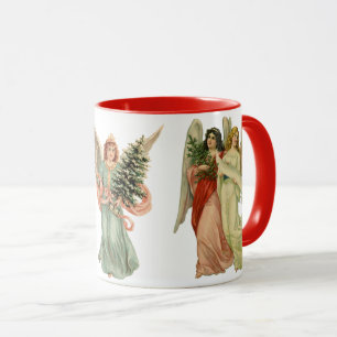 Mug 3 Anges Victoriennes Différents, Noël Vintage