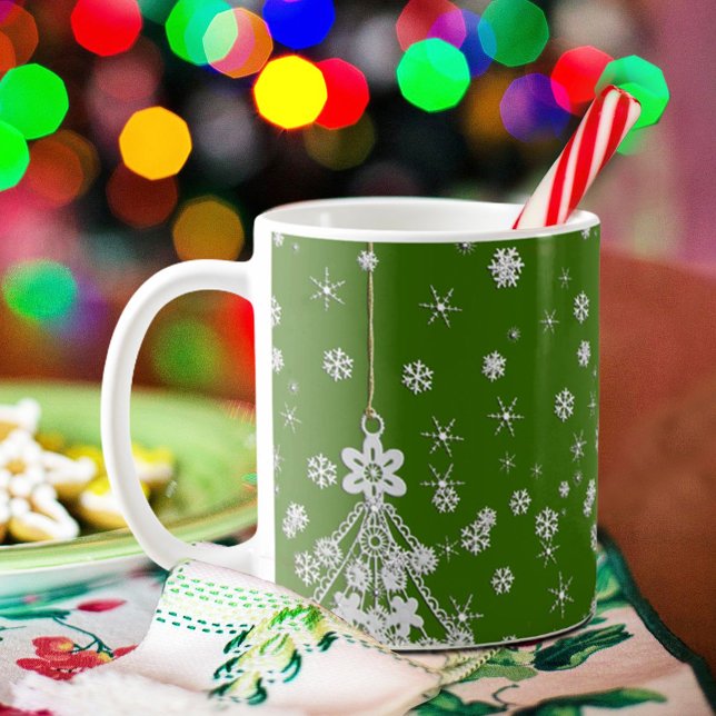 Mug 3 Arbres de Noël de Noël Snowflakes Festive Green (Créateur téléchargé)