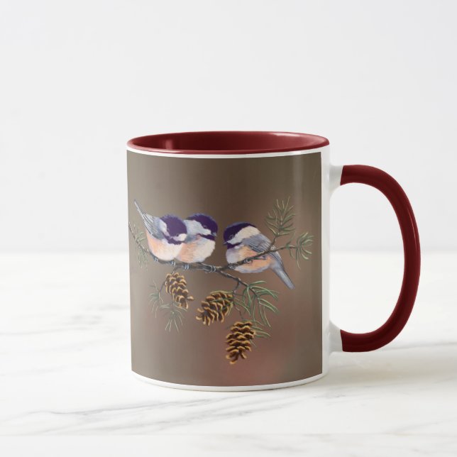 Mug 3 CHICKADEES et CÔNES par SHARON SHARPE (Droite)