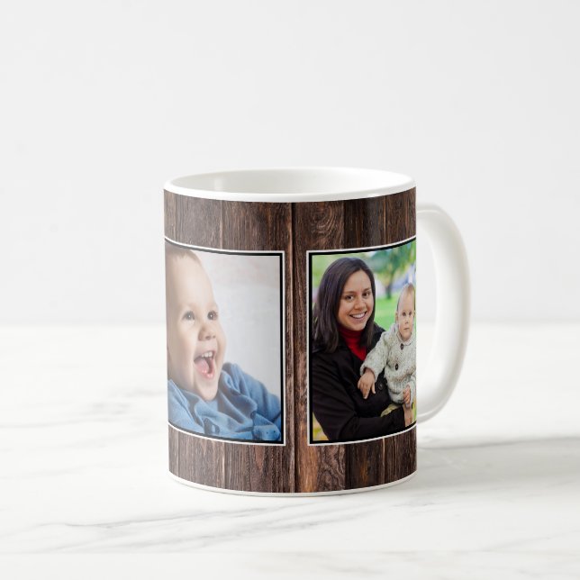 Mug 3 Collage photo Bois Brown foncé (Devant droit)