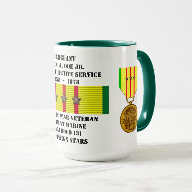 MUG 3 ÉTOILES COMBAT MARINE VIETNAM WAR VETERAN (Devant droit)
