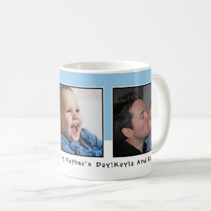 Mug 3 Fête des pères photo personnalisée Bleu clair