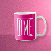 3 Initiales Monogramme | Blanc sur rose chaud